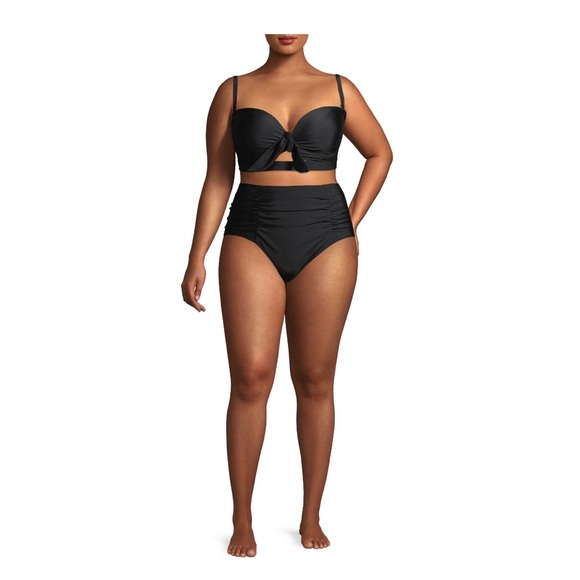 NEW Terra & Sky Women's Black Solid Highwaist Swimsuit Bottom Plus SZ 5X 32W-34W - Picture 15 of 16